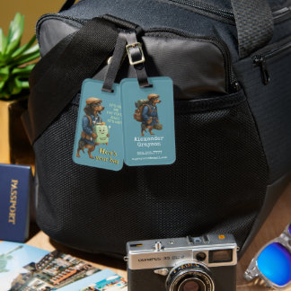 Dachshund Hiker Personalized  + Hi it' Me bag Gepäckanhänger