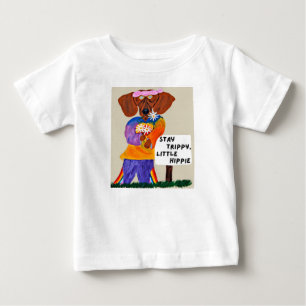 Dachshund-Hippie bei Stay Trippy Little Hippie-Sch Baby T-shirt