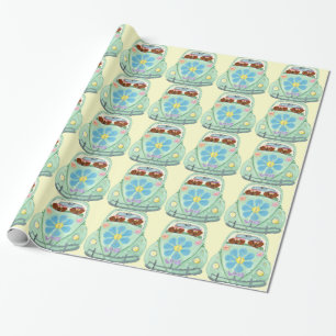 Dachshund-Hippies in ihrem Blumenliebesauto Geschenkpapier