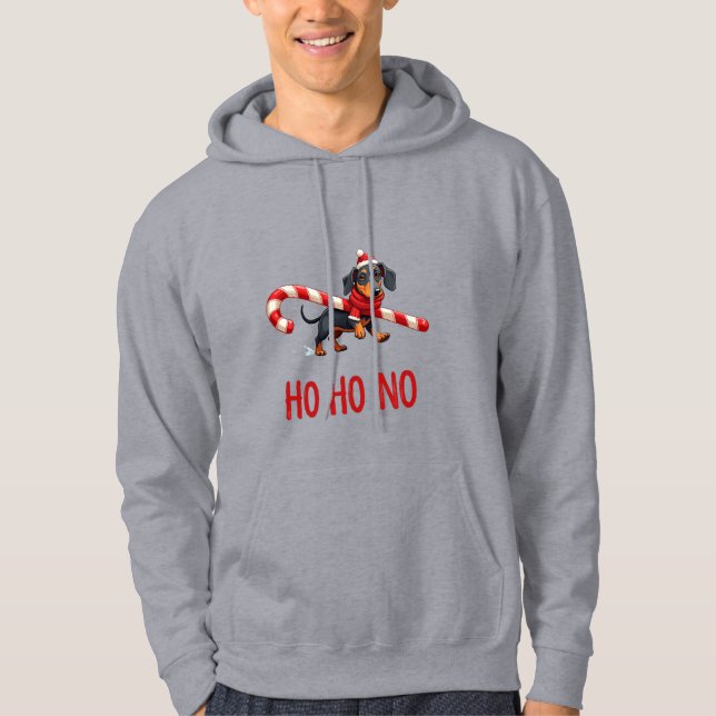 Dachshund Ho Ho No Funny Christmas Hoodie (Vorderseite)