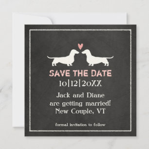 Dachshund-Hochzeit Termin Chalkboard Save The Date