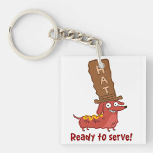 Dachshund Hot Dog Wortspiel Schlüsselanhänger