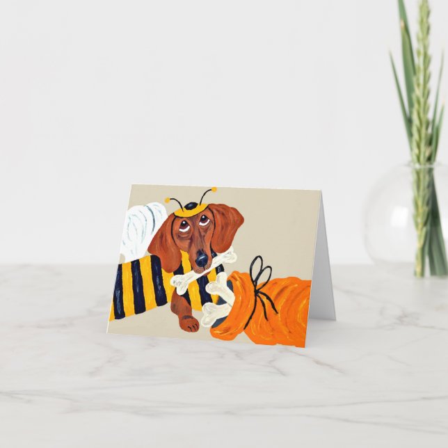 Dachshund Hummel mit Hundefutter Einladung (Vorderseite)
