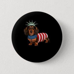Dachshund Hund 4. Juli Amerikanische Flagge Gesche Button