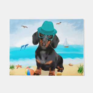 Dachshund Hund am Strand Fußmatte