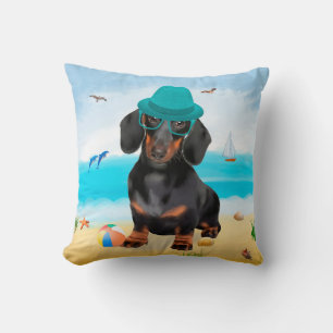 Dachshund Hund am Strand Kissen