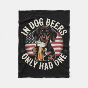 Dachshund-Hund-Biere-Amerikanische-Flagge-Lustiges Fleecedecke