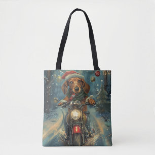 Dachshund Hund fährt Motorrad Weihnachten