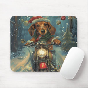 Dachshund Hund fährt Motorrad Weihnachten Mousepad