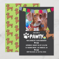 Dachshund Hund Geburtstags-Fotoeinladung