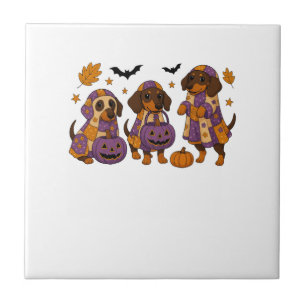 Dachshund Hund Geist Halloween Fliese