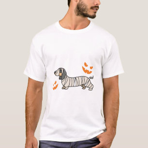Dachshund Hund Halloween Candy Corn Vollmond T-Shirt