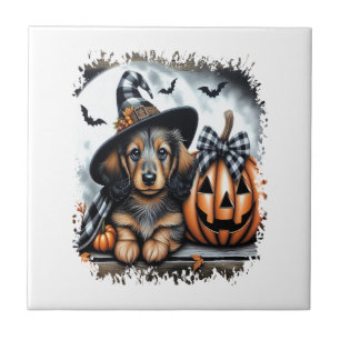 Dachshund Hund Halloween Fliese