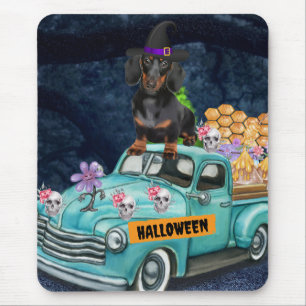 Dachshund Hund Halloween LKW Gruselige Nacht  Mousepad