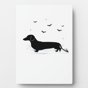 Dachshund Hund � Halloween Mond Silhouette Klassik Fotoplatte
