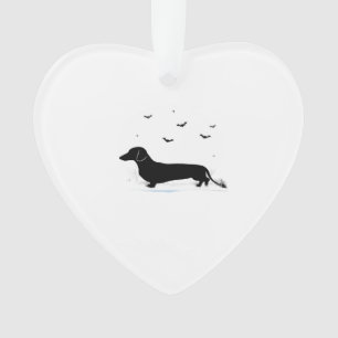 Dachshund Hund � Halloween Mond Silhouette Klassik Ornament