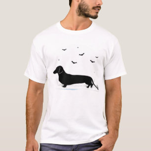 Dachshund Hund � Halloween Mond Silhouette Klassik T-Shirt