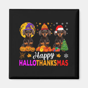 Dachshund Hund Halloween Weihnachten Hallothanksma Magnet