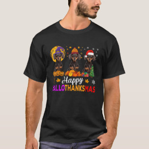Dachshund Hund Halloween Weihnachten Hallothanksma T-Shirt
