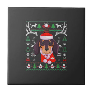 Dachshund Hund hässliches Weihnachts-Klassik T-Shi Fliese