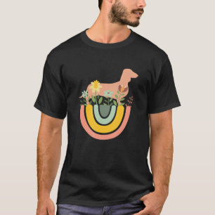Dachshund Hund Haustier Doxie Wurst Cute Blumen F T-Shirt