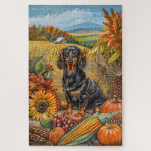 Dachshund Hund Herbsternte Erntedankfest Puzzle