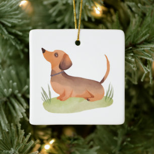 Dachshund Hund Hund Haustier Wasserfarbe Keramikornament