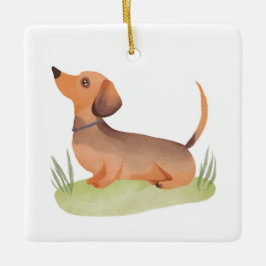 Dachshund Hund | Hund Haustier Wasserfarbe Keramikornament