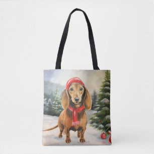 Dachshund Hund im Schnee Weihnachten