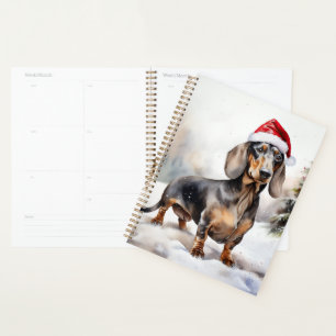Dachshund Hund im Schnee Weihnachten Planer