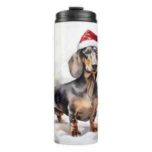 Dachshund Hund im Schnee Weihnachten Thermosbecher