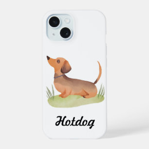 Dachshund Hund Individueller Name Hund Wasserfar iPhone 15 Hülle