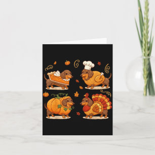 Dachshund Hund Kürbis E Truthahn Thanksgiving Männ Karte