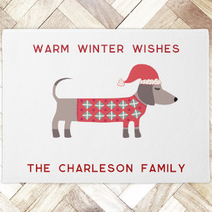 Dachshund Hund mit Santa Hut personalisierter Feie Fußmatte