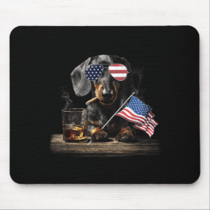 Dachshund Hund Papa Patriotisch Amerikanische Flag Mousepad