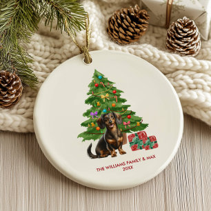 Dachshund Hund personalisiertes Weihnachten Keramik Ornament