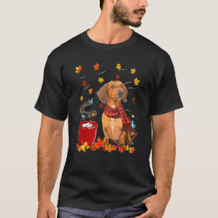 Dachshund-Hund-Schal Herbst Schokolade Herbst T-Shirt