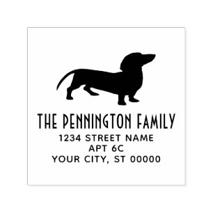 Dachshund-Hund-Silhouette Name Rücksendeadresse #3 Permastempel
