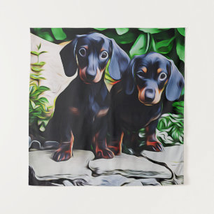 Dachshund Hund Sommer Garten Geburtstagsplakat Wandteppich