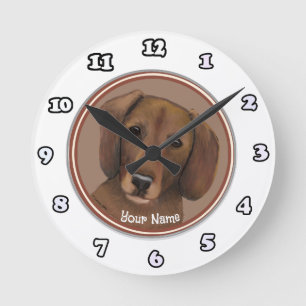 Dachshund-Hund-Uhr Runde Wanduhr