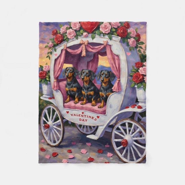Dachshund Hund Valentinstag Fleecedecke (Vorderseite)