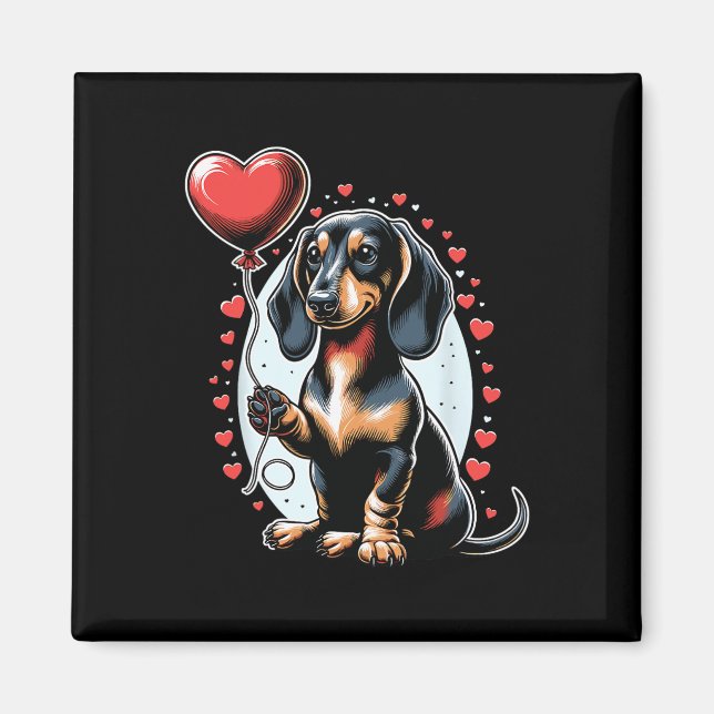 Dachshund Hund Valentinstag Hundebesitzer Valentin Magnet (Vorne)