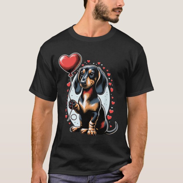 Dachshund Hund Valentinstag Hundebesitzer Valentin T-Shirt (Vorderseite)