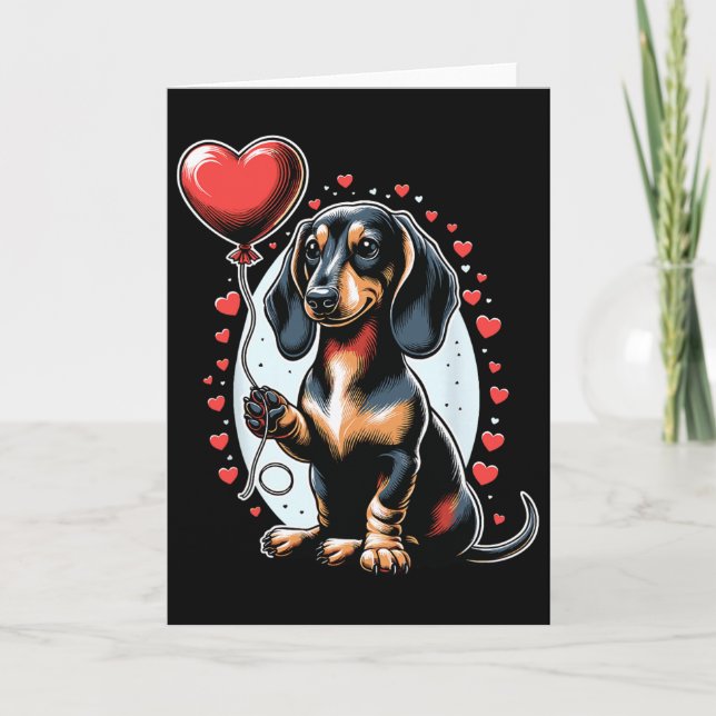 Dachshund Hund Valentinstag Hundebesitzerin Valent Karte (Vorderseite)