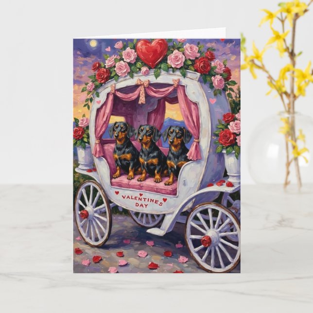 Dachshund Hund Valentinstag Karte (Gelbe Blume)