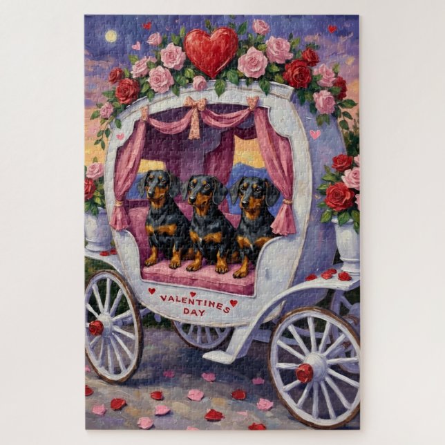 Dachshund Hund Valentinstag Puzzle (Vertikal)