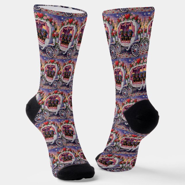 Dachshund Hund Valentinstag Socken (Gewinkelt)