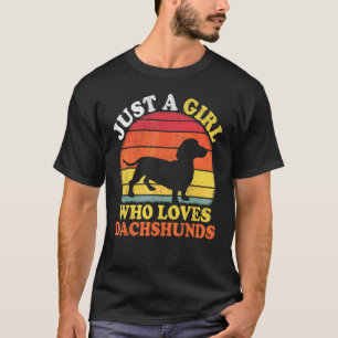 Dachshund Hund Vintage Nur Ein Mädchen Das Dachs L T-Shirt