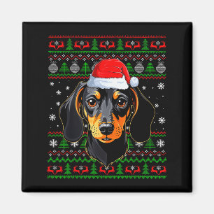 Dachshund-Hund Weihnachten hässlicher Pullover San Magnet