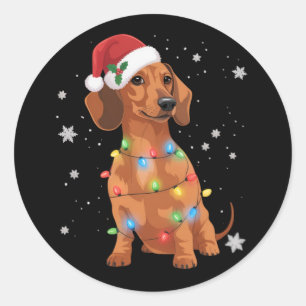 Dachshund Hunde Baum Weihnachten Xmas Haustier Hun Runder Aufkleber